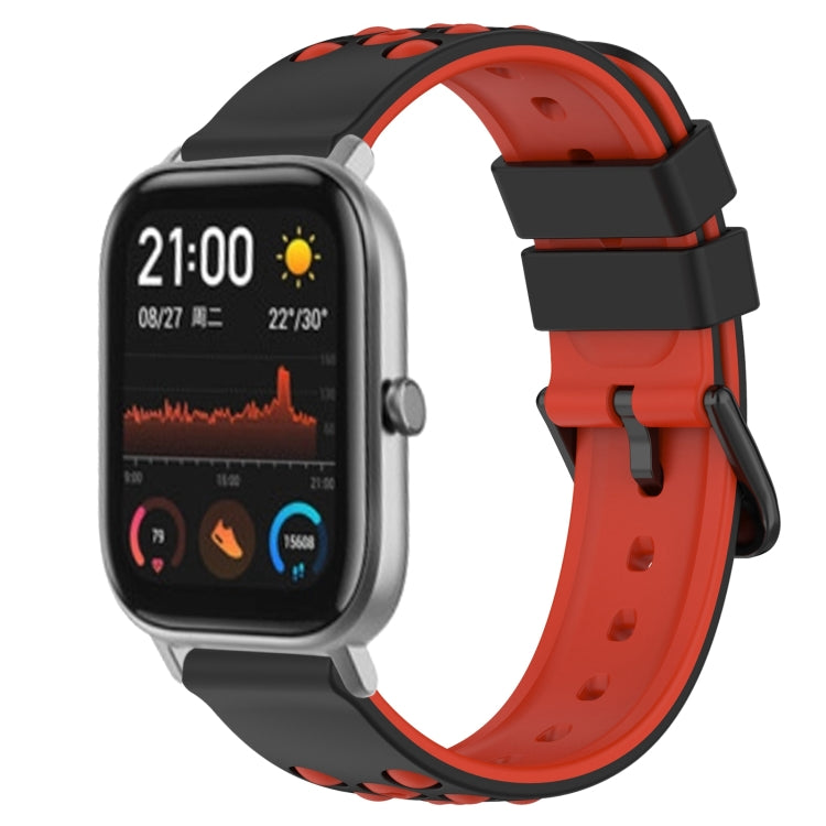 For Amazfit GTS 20mm Two-Color Porous Silicone Watch Band