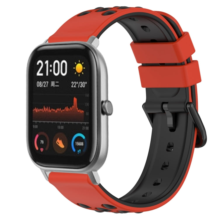 For Amazfit GTS 20mm Two-Color Porous Silicone Watch Band