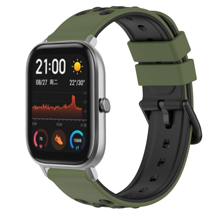 For Amazfit GTS 20mm Two-Color Porous Silicone Watch Band