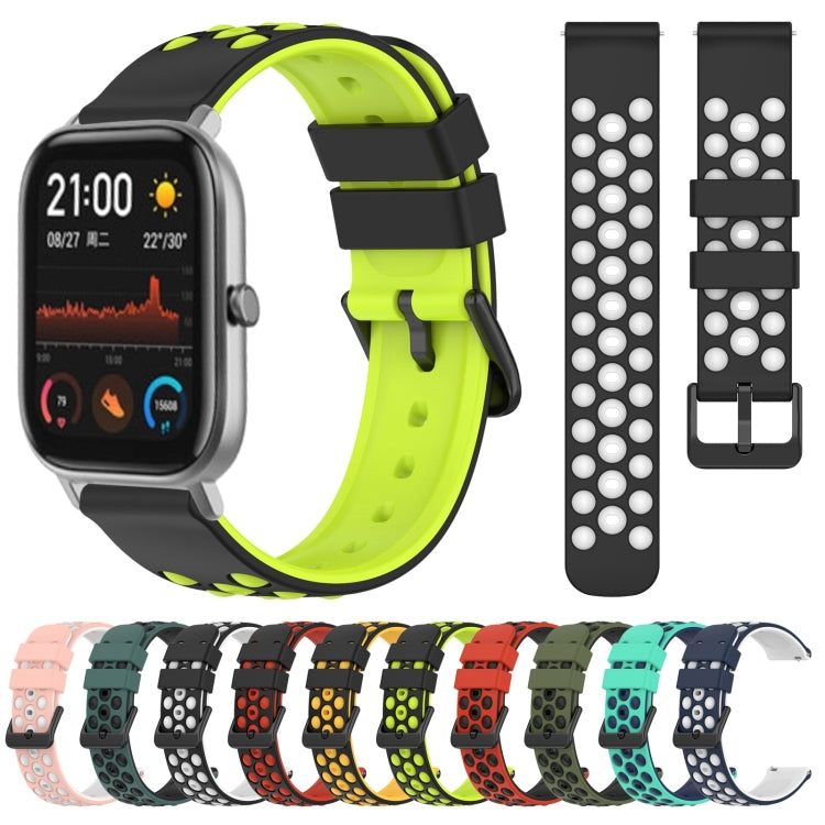 For Amazfit GTS 20mm Two-Color Porous Silicone Watch Band