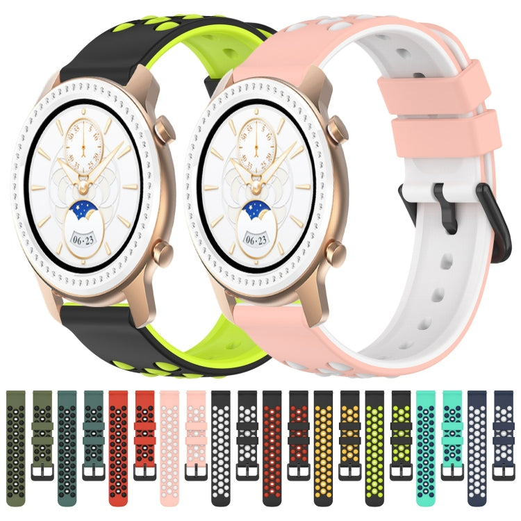 For Amazfit GTR 42mm 20mm Two-Color Porous Silicone Watch Band