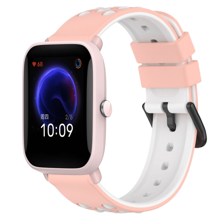 For Amazfit Pop Pro 20mm Two-Color Porous Silicone Watch Band