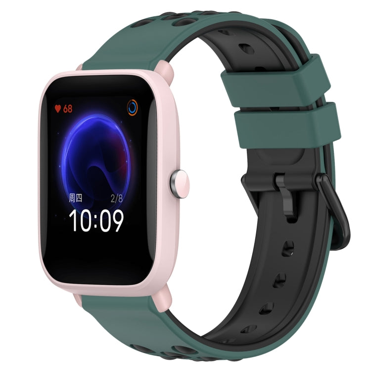 For Amazfit Pop Pro 20mm Two-Color Porous Silicone Watch Band