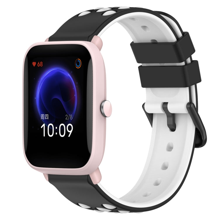 For Amazfit Pop Pro 20mm Two-Color Porous Silicone Watch Band