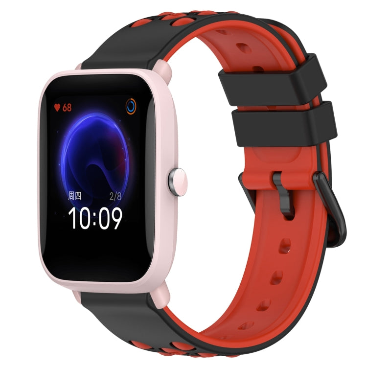 For Amazfit Pop Pro 20mm Two-Color Porous Silicone Watch Band