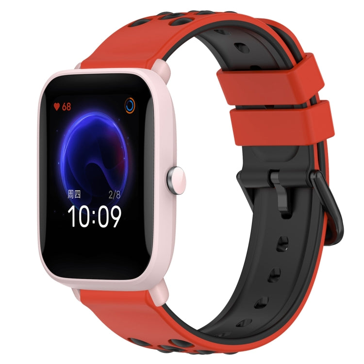 For Amazfit Pop Pro 20mm Two-Color Porous Silicone Watch Band