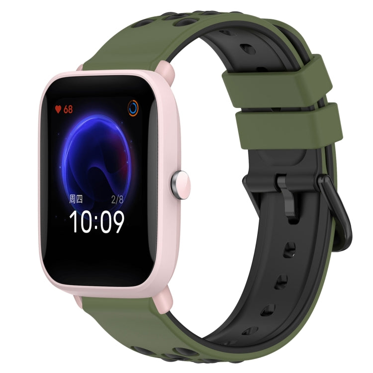 For Amazfit Pop Pro 20mm Two-Color Porous Silicone Watch Band