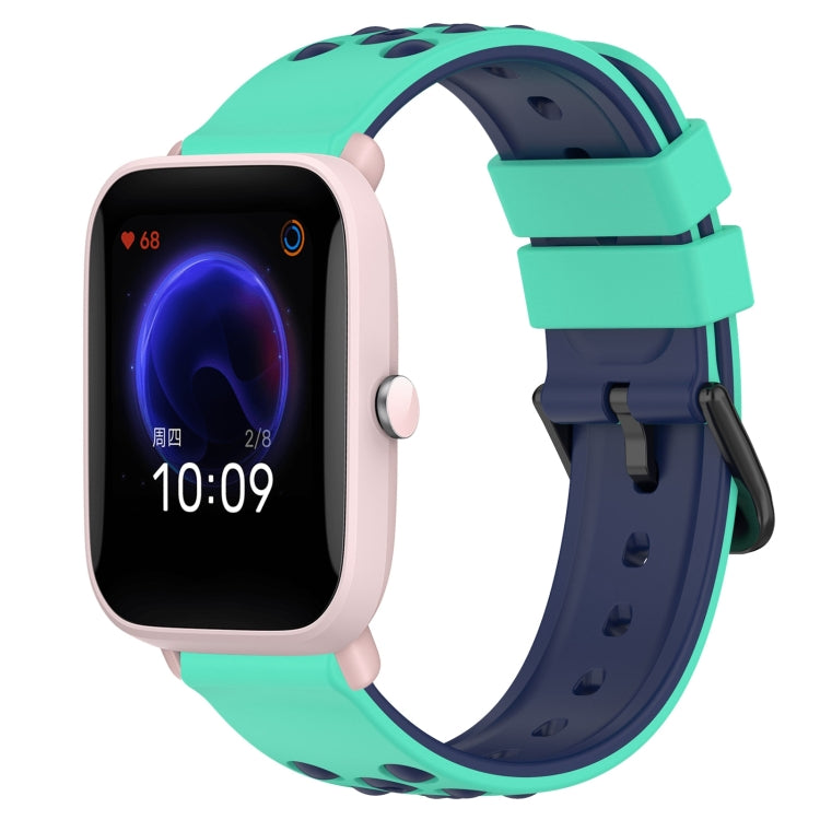 For Amazfit Pop Pro 20mm Two-Color Porous Silicone Watch Band