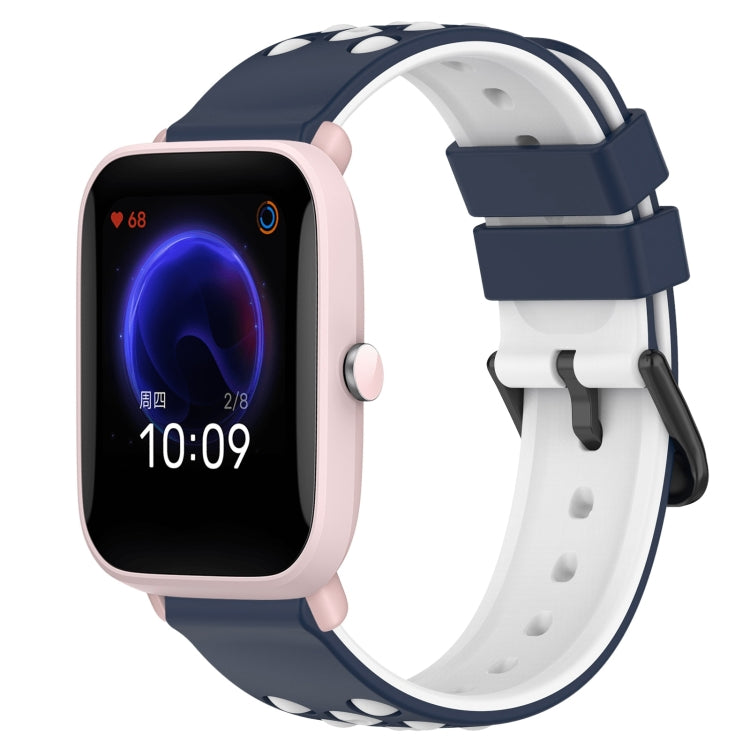 For Amazfit Pop Pro 20mm Two-Color Porous Silicone Watch Band