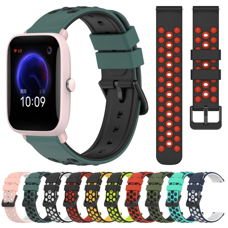 For Amazfit Pop Pro 20mm Two-Color Porous Silicone Watch Band