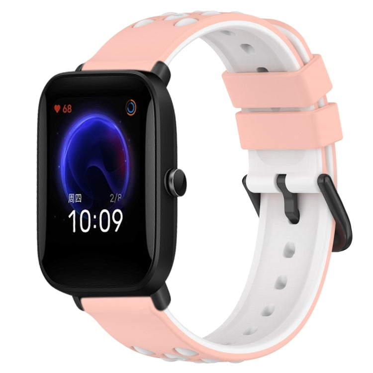 For Amazfit Pop 20mm Two-Color Porous Silicone Watch Band