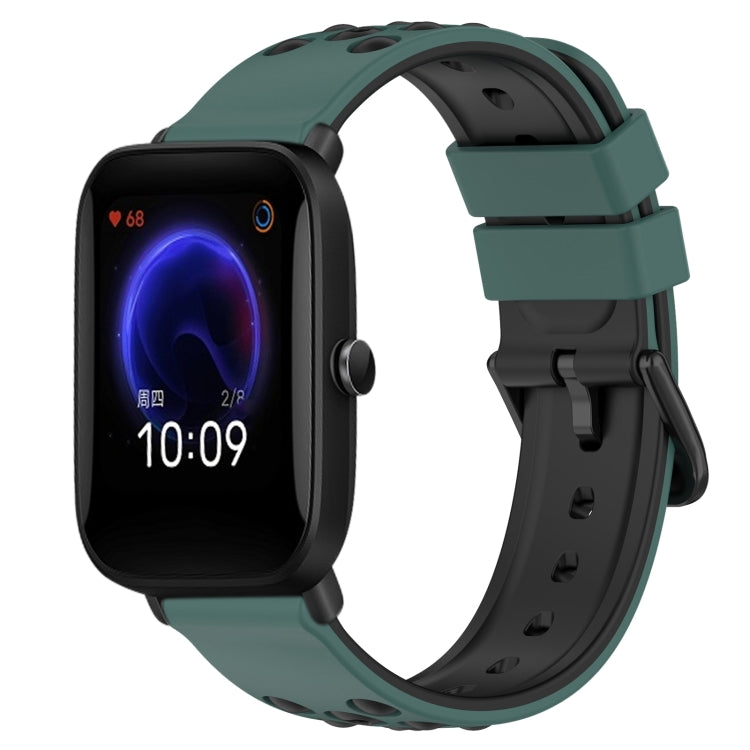 For Amazfit Pop 20mm Two-Color Porous Silicone Watch Band