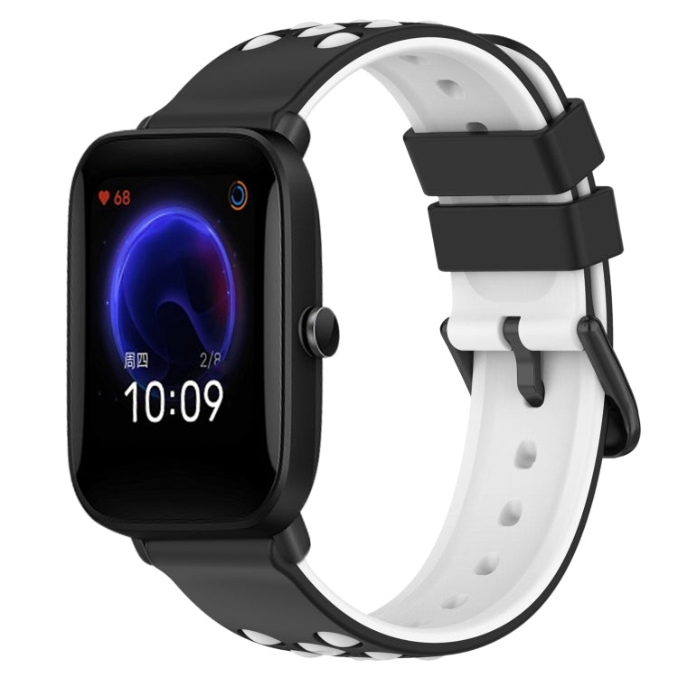 For Amazfit Pop 20mm Two-Color Porous Silicone Watch Band