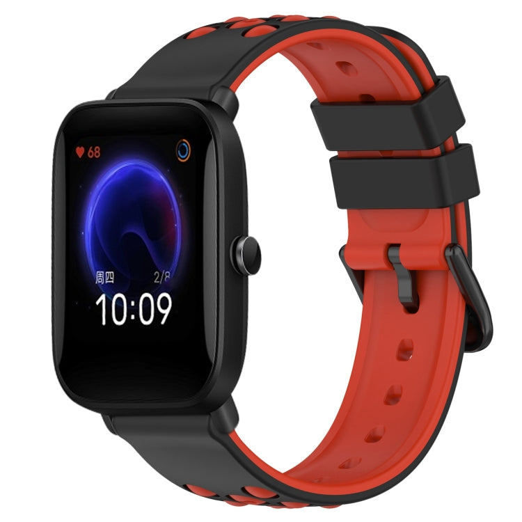 For Amazfit Pop 20mm Two-Color Porous Silicone Watch Band