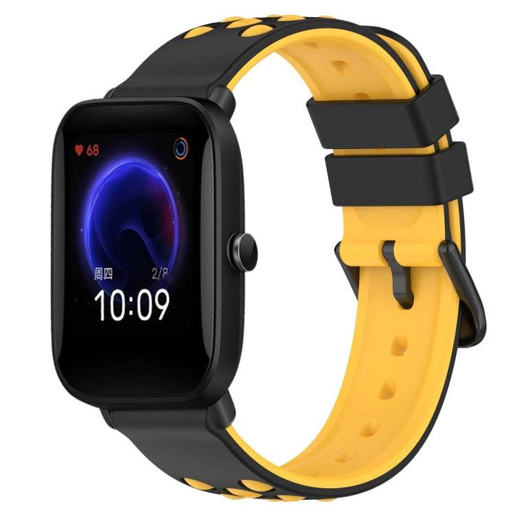 For Amazfit Pop 20mm Two-Color Porous Silicone Watch Band