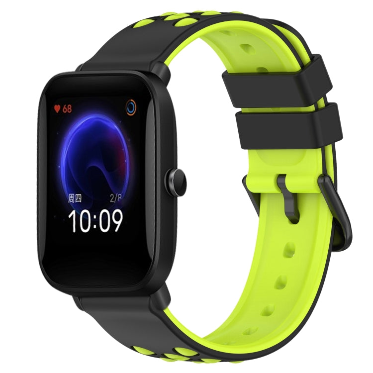 For Amazfit Pop 20mm Two-Color Porous Silicone Watch Band