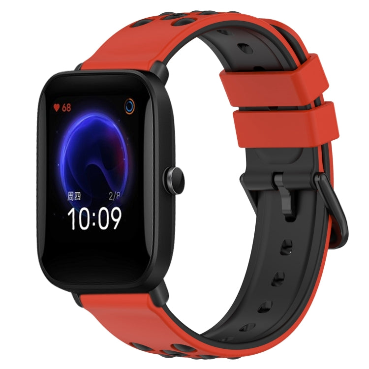 For Amazfit Pop 20mm Two-Color Porous Silicone Watch Band