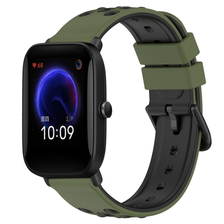 For Amazfit Pop 20mm Two-Color Porous Silicone Watch Band