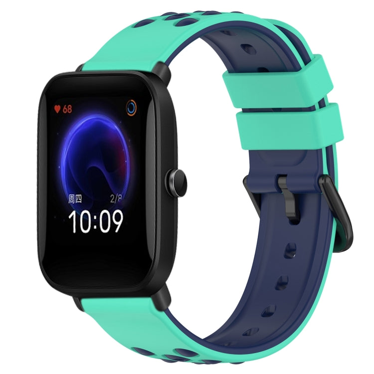 For Amazfit Pop 20mm Two-Color Porous Silicone Watch Band