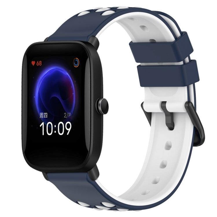 For Amazfit Pop 20mm Two-Color Porous Silicone Watch Band