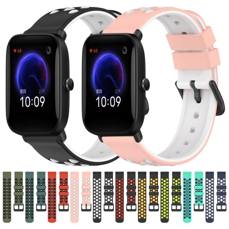 For Amazfit Pop 20mm Two-Color Porous Silicone Watch Band