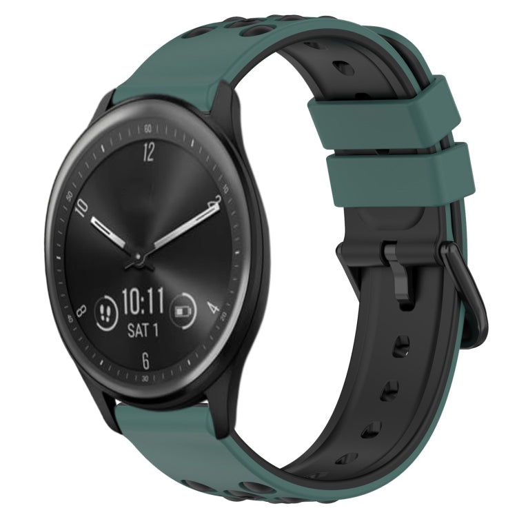 For Garmin Vivomove Sport 20mm Two-Color Porous Silicone Watch Band