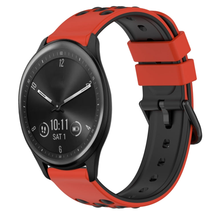 For Garmin Vivomove Sport 20mm Two-Color Porous Silicone Watch Band