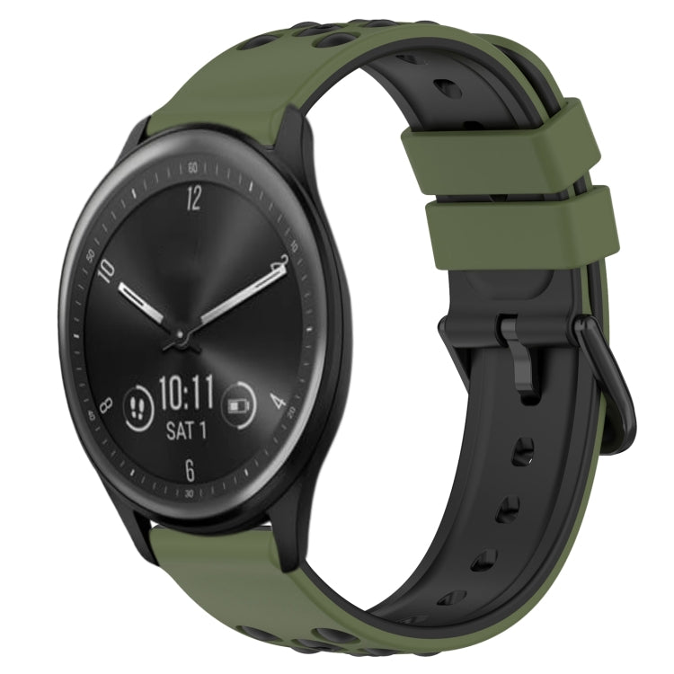 For Garmin Vivomove Sport 20mm Two-Color Porous Silicone Watch Band