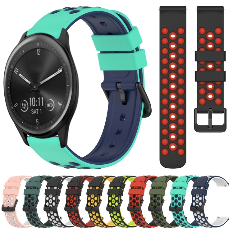 For Garmin Vivomove Sport 20mm Two-Color Porous Silicone Watch Band