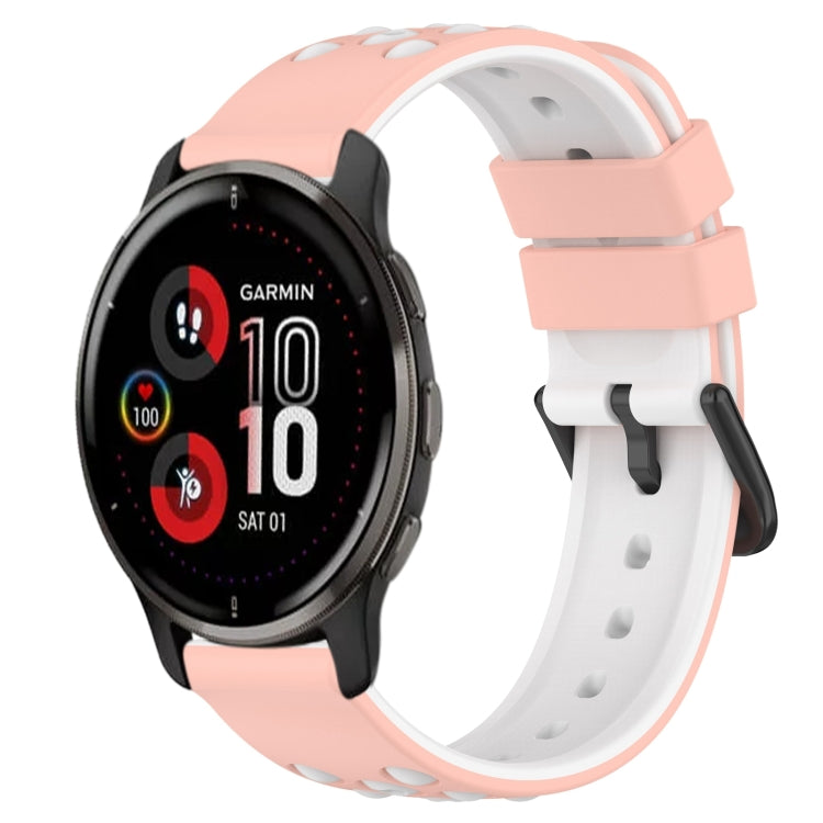 For Garmin Venu 2 Plus 20mm Two-Color Porous Silicone Watch Band