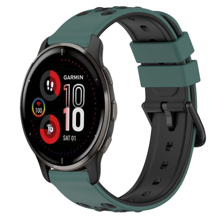 For Garmin Venu 2 Plus 20mm Two-Color Porous Silicone Watch Band