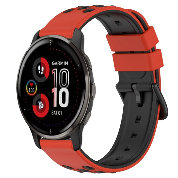 For Garmin Venu 2 Plus 20mm Two-Color Porous Silicone Watch Band