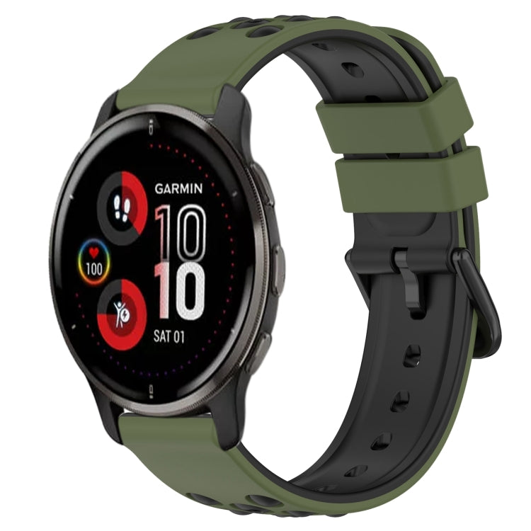 For Garmin Venu 2 Plus 20mm Two-Color Porous Silicone Watch Band