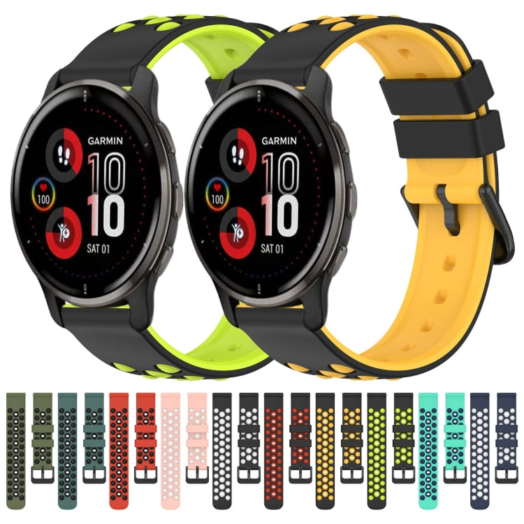 For Garmin Venu 2 Plus 20mm Two-Color Porous Silicone Watch Band