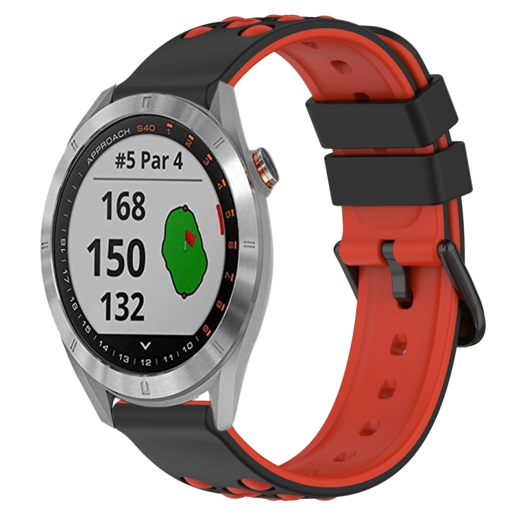 For Garmin Approach S40 20mm Two-Color Porous Silicone Watch Band