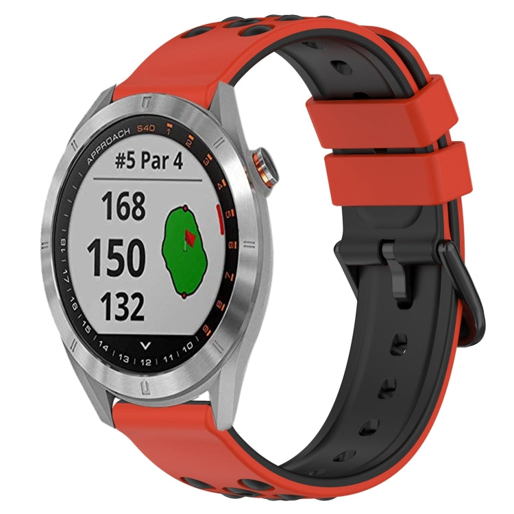 For Garmin Approach S40 20mm Two-Color Porous Silicone Watch Band
