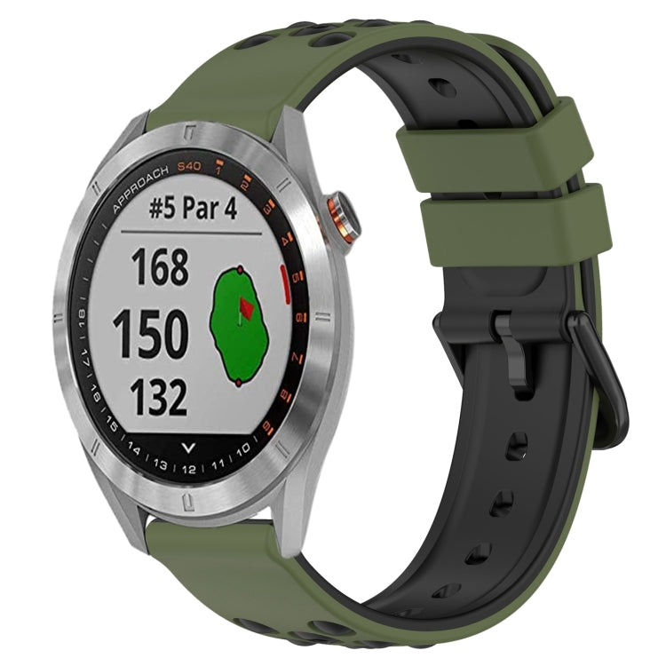 For Garmin Approach S40 20mm Two-Color Porous Silicone Watch Band