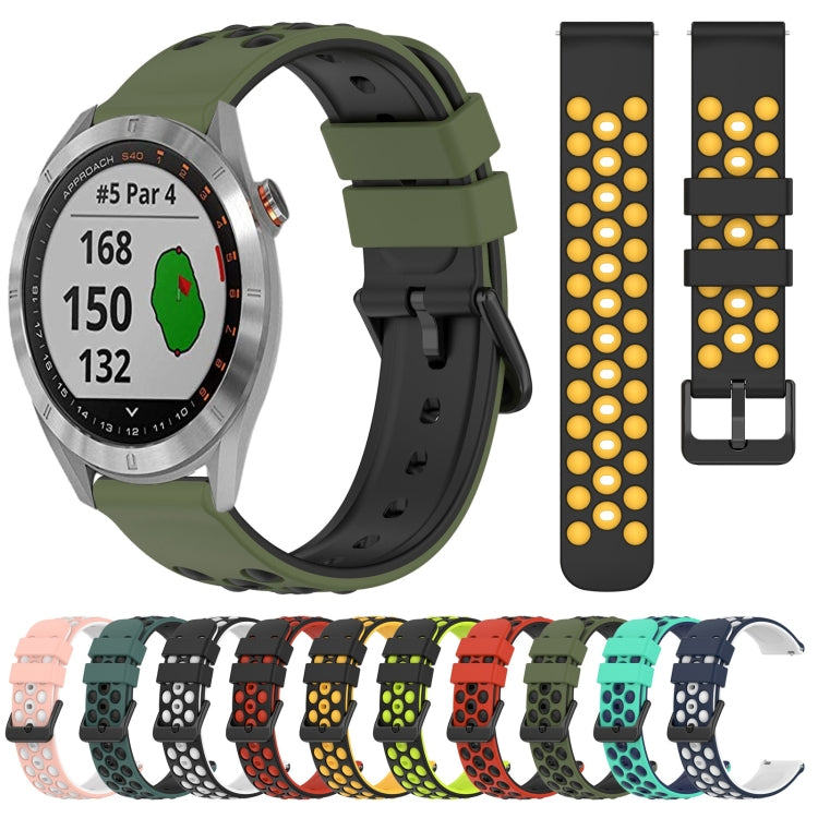 For Garmin Approach S40 20mm Two-Color Porous Silicone Watch Band