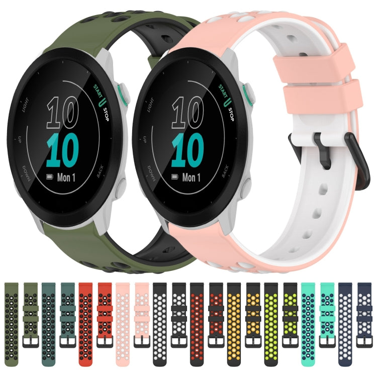 For Garmin Forerunner 55 20mm Two-Color Porous Silicone Watch Band