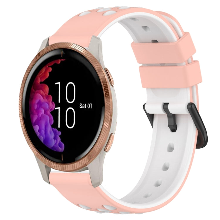 For Garmin Venu 20mm Two-Color Porous Silicone Watch Band