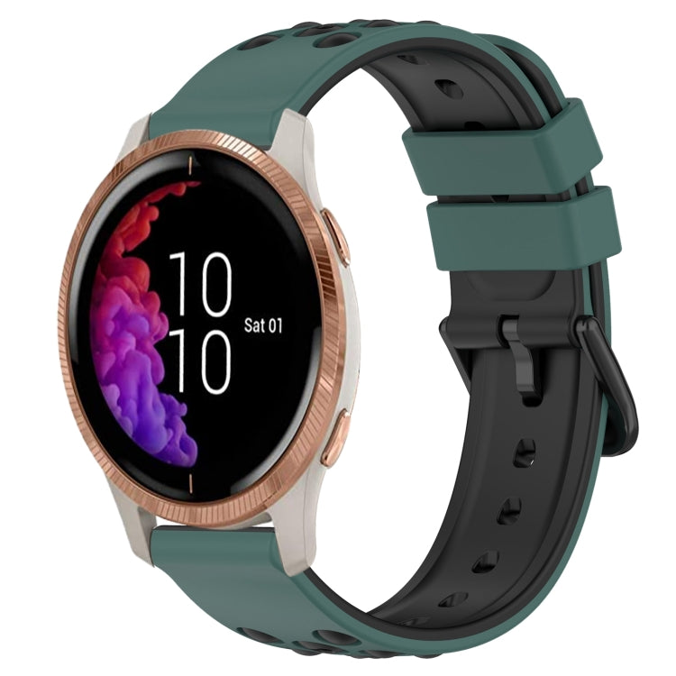 For Garmin Venu 20mm Two-Color Porous Silicone Watch Band