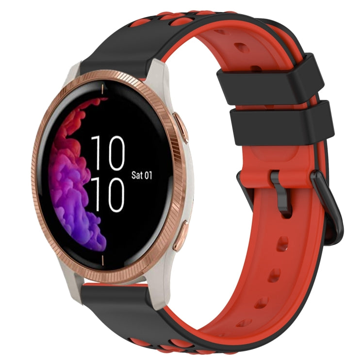 For Garmin Venu 20mm Two-Color Porous Silicone Watch Band