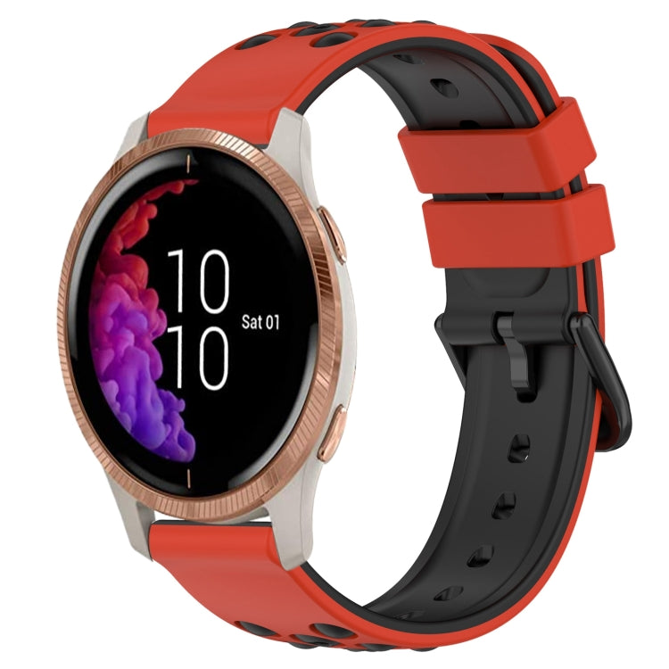 For Garmin Venu 20mm Two-Color Porous Silicone Watch Band