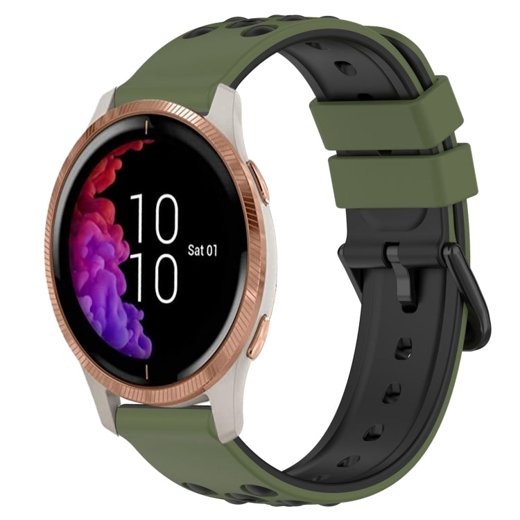 For Garmin Venu 20mm Two-Color Porous Silicone Watch Band
