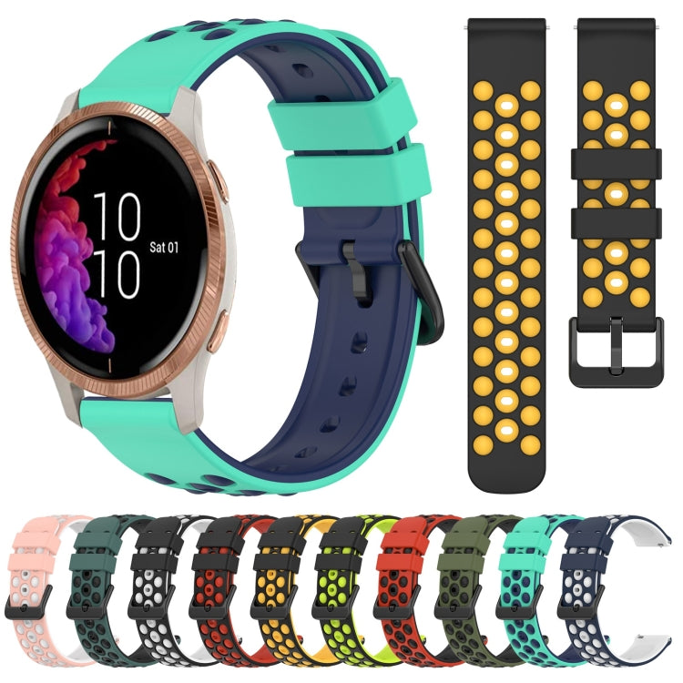 For Garmin Venu 20mm Two-Color Porous Silicone Watch Band