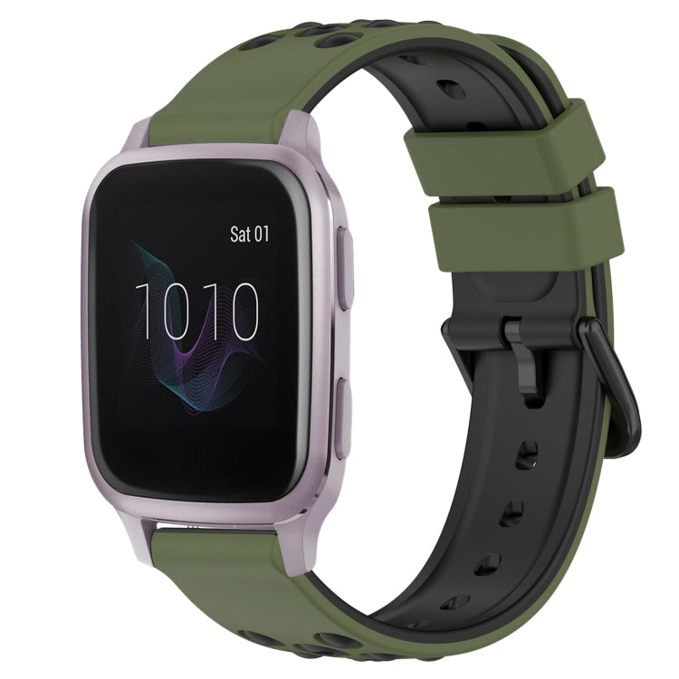 For Garmin Venu SQ 20mm Two-Color Porous Silicone Watch Band