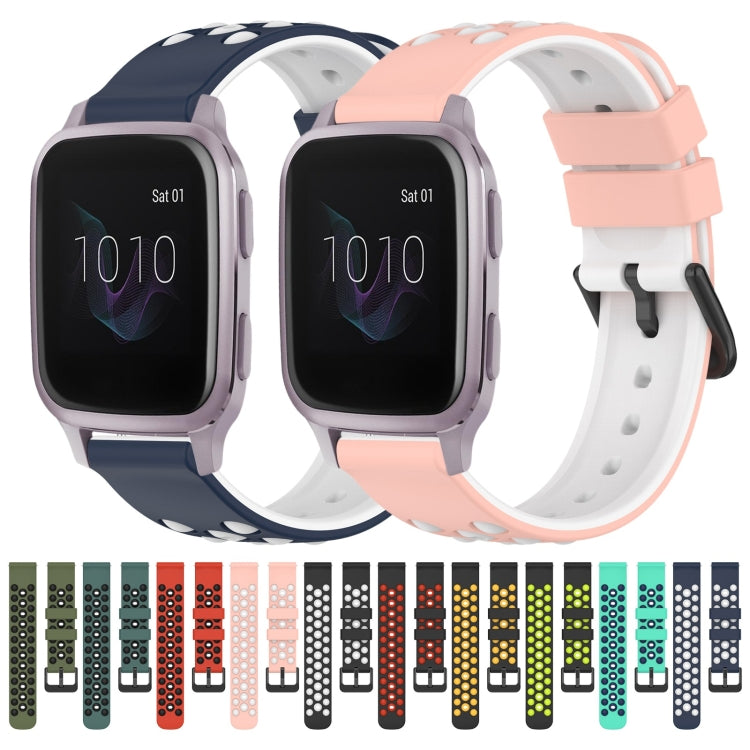 For Garmin Venu SQ 20mm Two-Color Porous Silicone Watch Band
