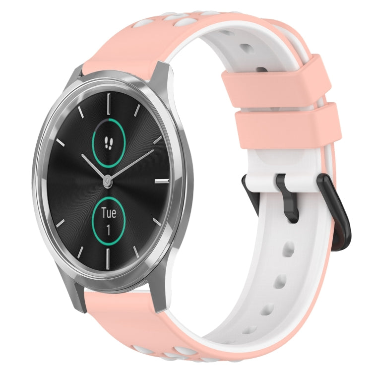 For Garminmove Luxe 20mm Two-Color Porous Silicone Watch Band