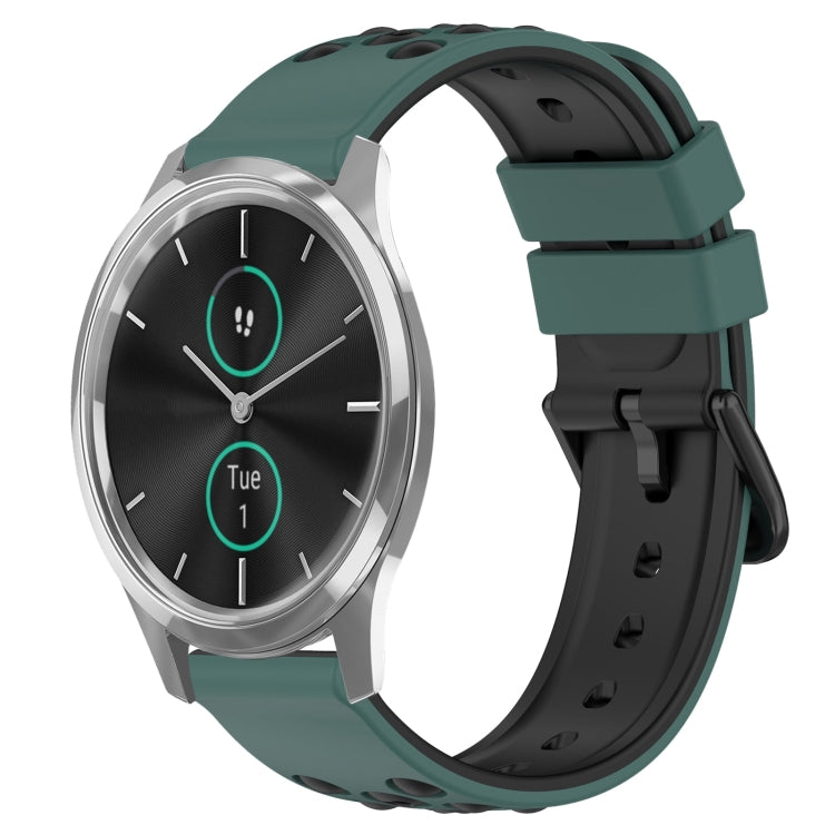 For Garminmove Luxe 20mm Two-Color Porous Silicone Watch Band