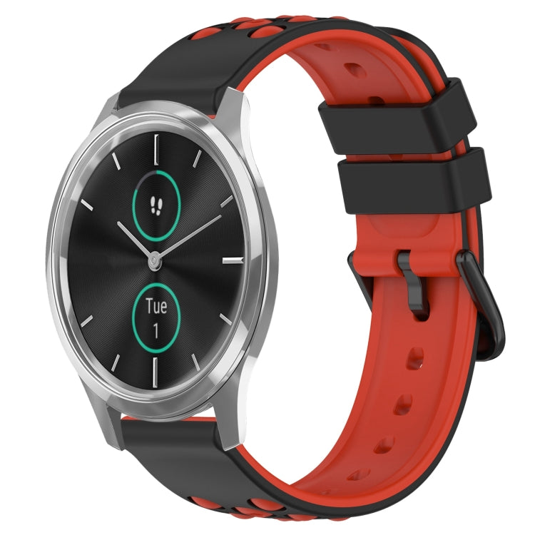 For Garminmove Luxe 20mm Two-Color Porous Silicone Watch Band